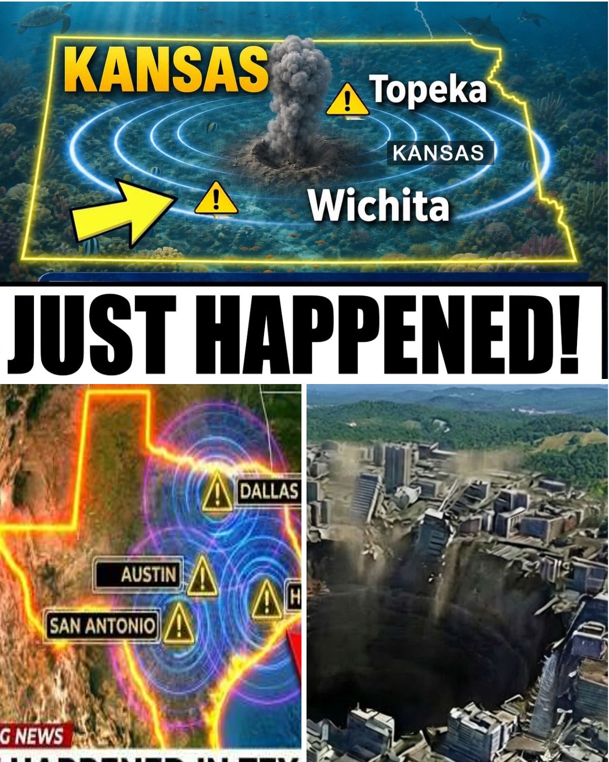 ๐๐ฆด SHOCKING DISCOVERY: Kansas was once completely underwater. Scientists uncovered fossil evidence proving the American Midwest was once part of a massive prehistoric ocean called the Western Interior Seaway. ๐๐ Beneath todayโs farms and wheat fields, researchers found remains of giant sea creatures, ancient sharks, ammonites, and terrifying mosasaurs that ruled the waters millions of years ago. What is now dry landโฆ was once a lost underwater world. ๐