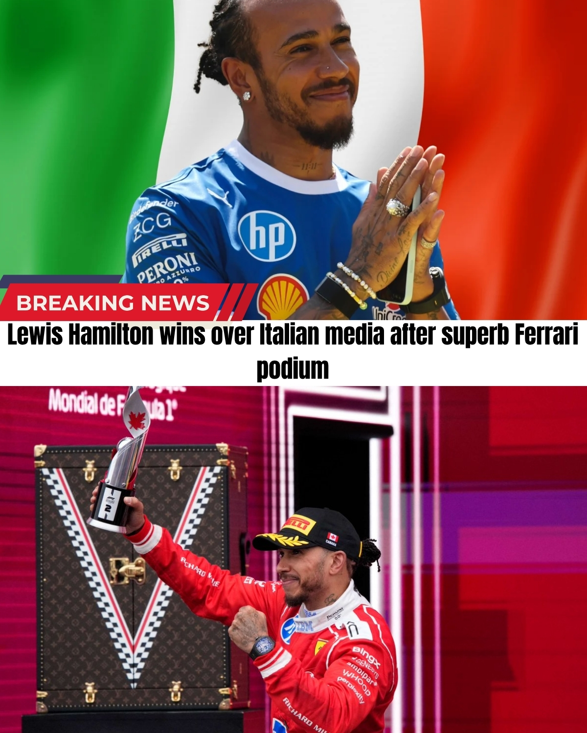 Lewis Hamilton just silenced his critics! 🤫 After an epic Canadian GP, the notoriously harsh Italian media dropped their official ratings, and the results are MIND-BLOWING! 🤯 While Hamilton celebrated his best Ferrari finish, Charles Leclerc suffered a brutal reality check.