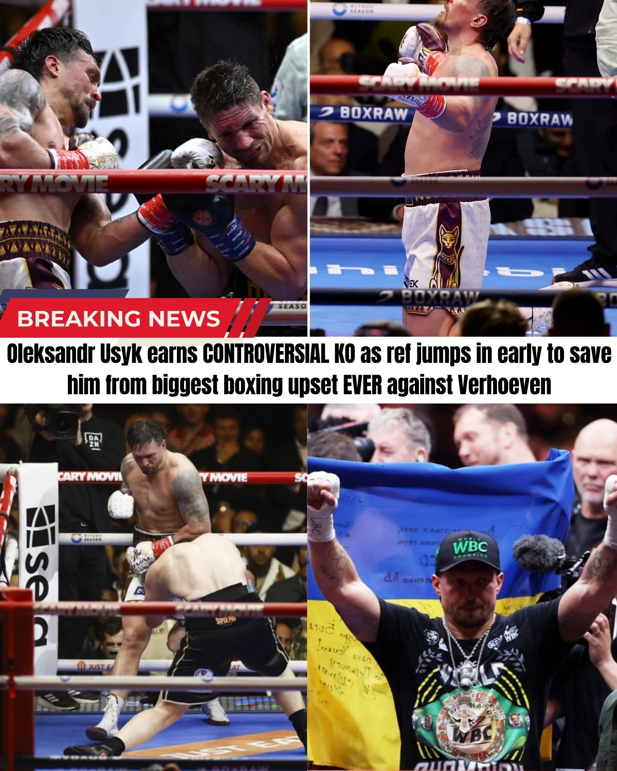 The Pyramids just witnessed absolute corruption! 🥊 Oleksandr Usyk was brutally beaten, bloodied, and completely outclassed by kickboxing king Rico Verhoeven for 10 straight rounds!