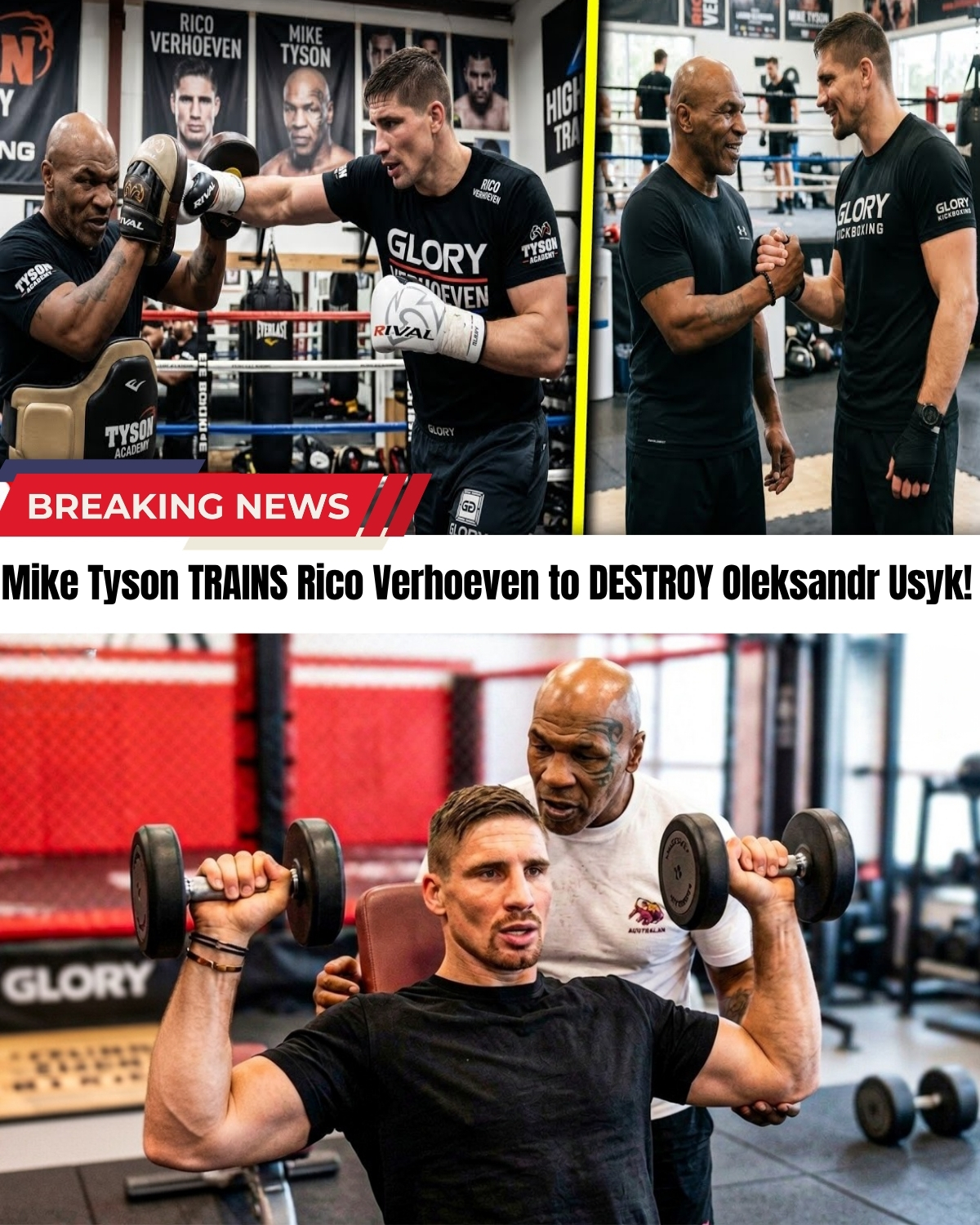 The combat world is in shock! ๐ฑ Legend Mike Tyson was just caught training kickboxing king Rico Verhoeven into a lethal boxing machine to face Oleksandr Usyk! ๐ฅ Tysonโs brutal, intense methods are pushing Rico past his limits.