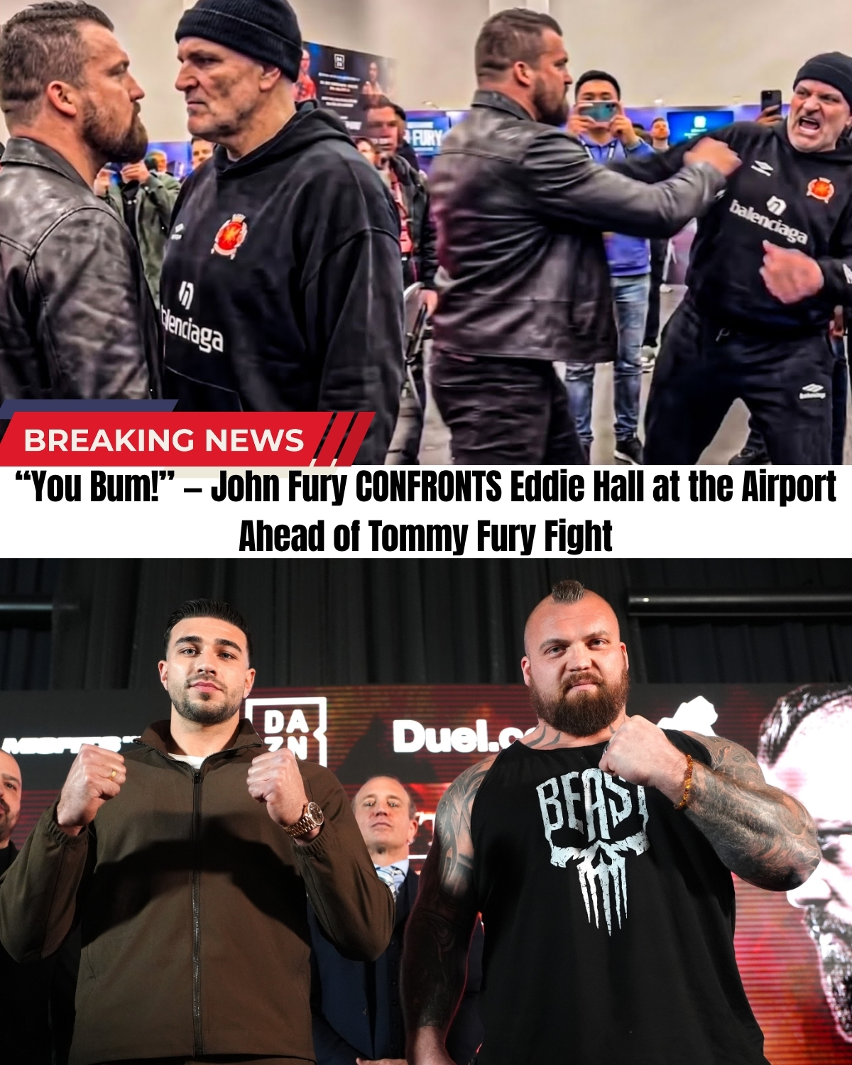 An absolute riot just exploded at the terminal! ๐ฅ The build-up to Tommy Fury vs Eddie Hall turned into a chaotic nightmare after John Fury completely lost his mind and confronted the Strongman icon live!