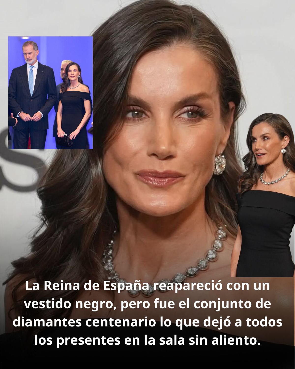 La Reina de España reapareció con un vestido negro, pero fue el conjunto de diamantes centenario lo que dejó a todos los presentes en la sala sin aliento.