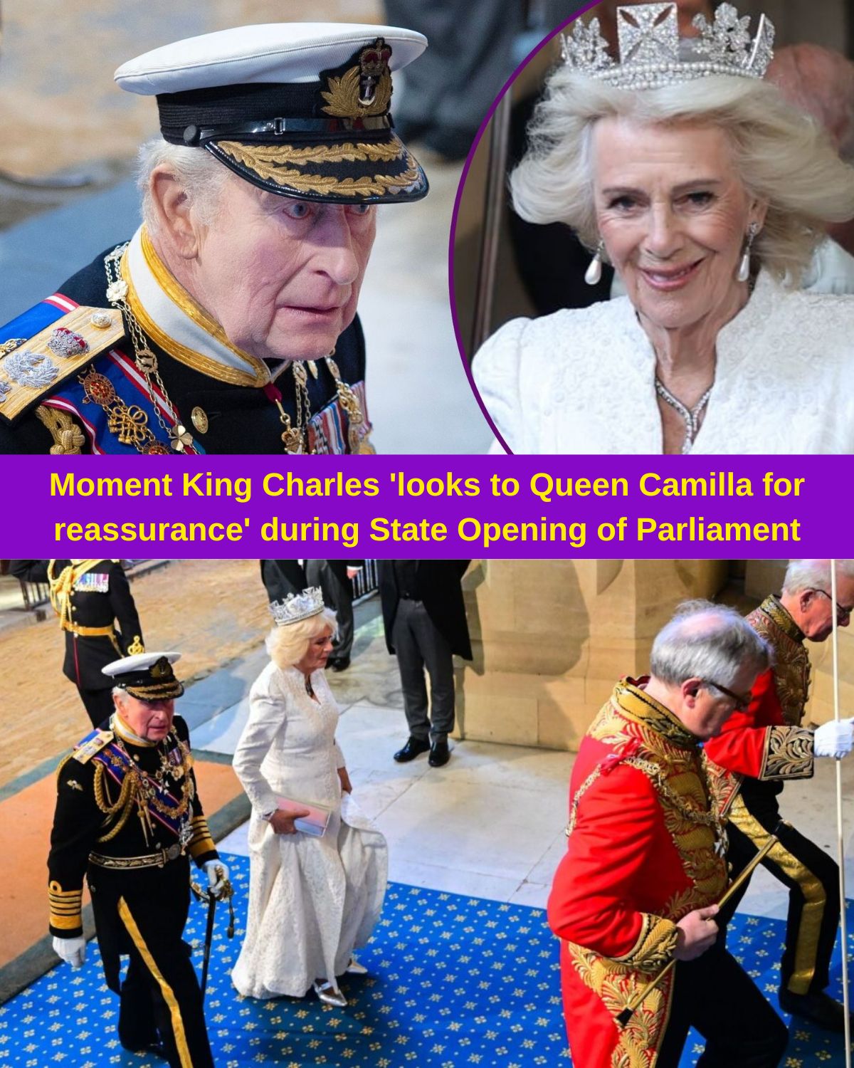 Moment King Charles ‘looks to Queen Camilla for reassurance’ during State Opening of Parliament