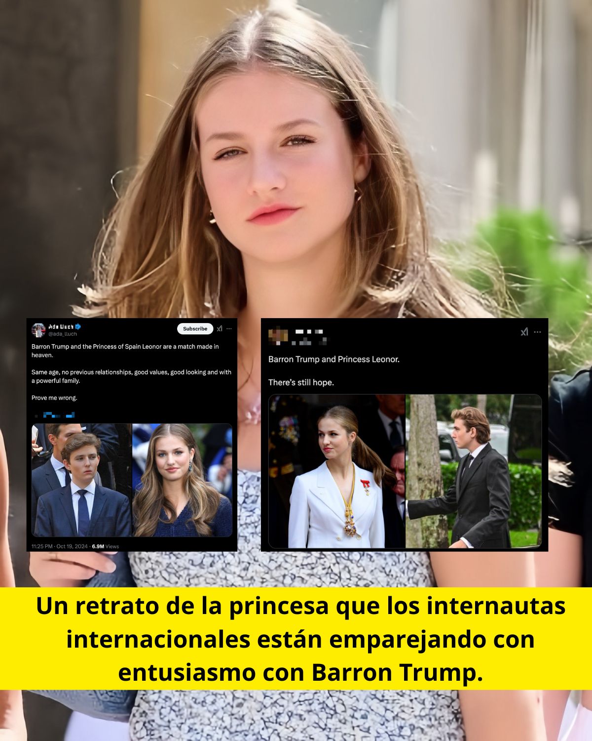 Un retrato de la princesa que los internautas internacionales están emparejando con entusiasmo con Barron Trump.