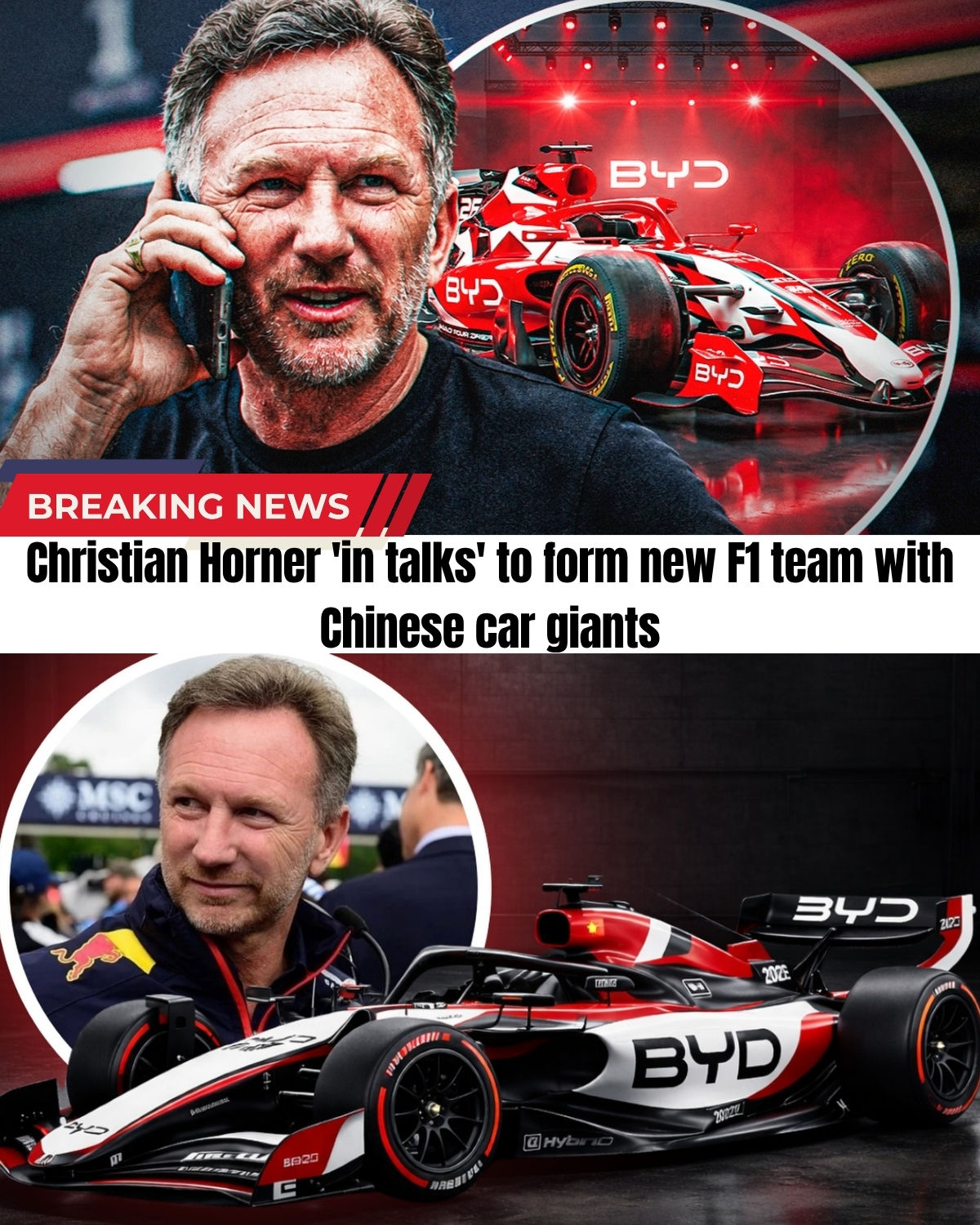 Christian Horner is back in the game, and this time itโs massive! ๐ฑ After his dramatic Red Bull exit, rumors are exploding that the 6-time Constructors’ champion is teaming up with a $125 BILLION Chinese automotive giant to launch the 12th team on the F1 grid!
