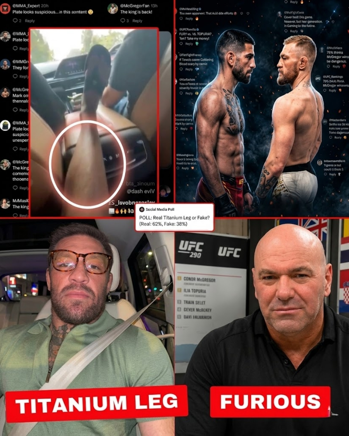 The UFC has officially spun into absolute chaos! ๐ฅ Conor McGregor just triggered a massive corporate meltdown after exposing his bizarre “Titanium Leg” prosthetic, forcing a furious Dana White to publicly trash his legacy!