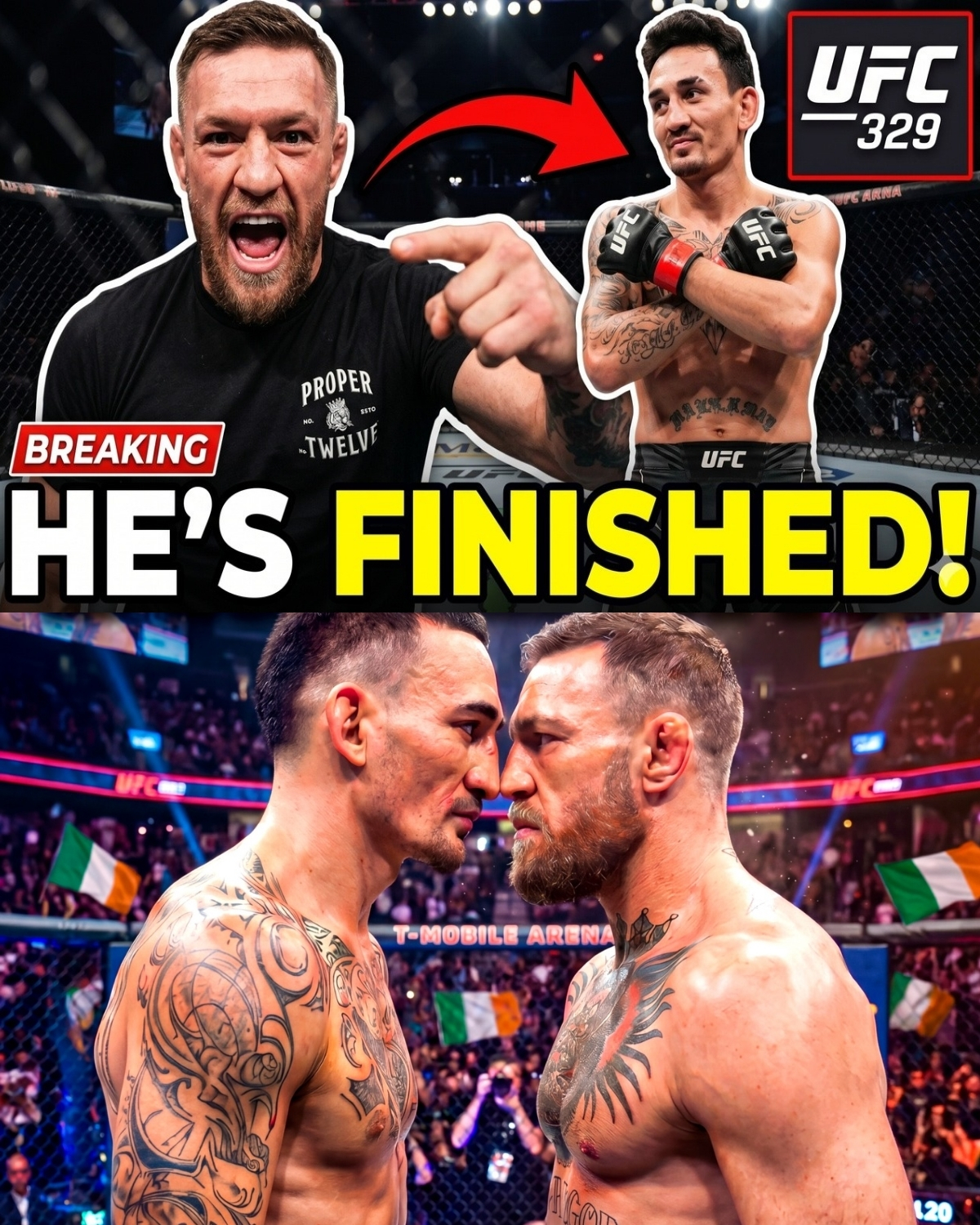 The MMA world has just been set ablaze! 🥊 The “Notorious” Conor McGregor went completely rogue, boldly guaranteeing that Max Holloway will not survive the first round of their explosive UFC 329 rematch!
