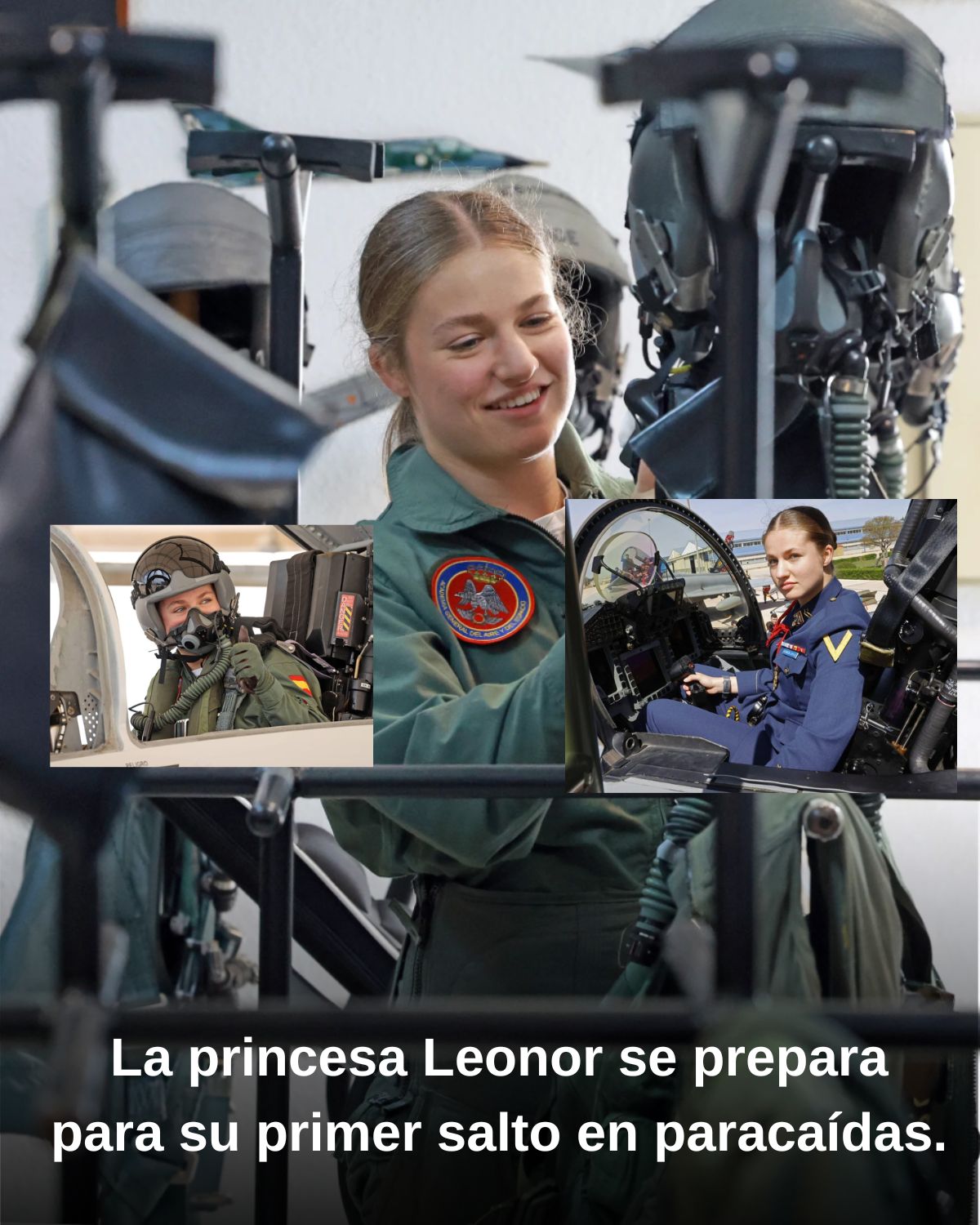 La princesa Leonor se prepara para su primer salto en paracaรญdas.