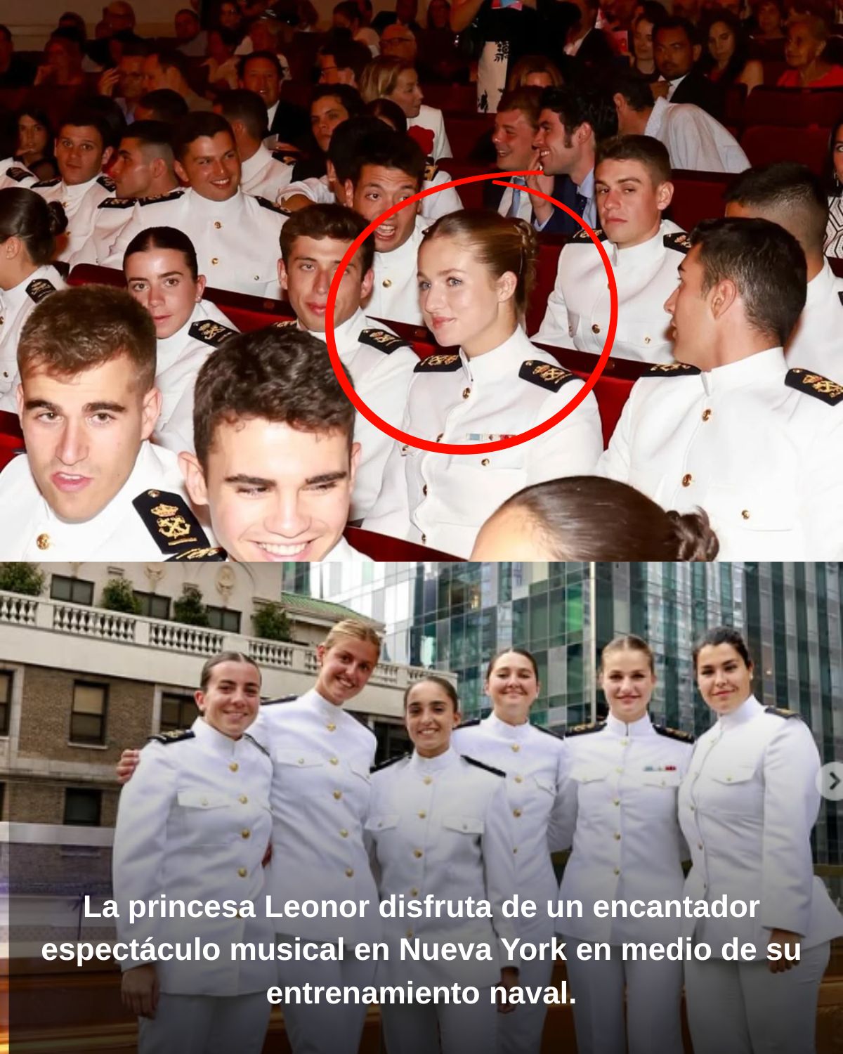 La princesa Leonor disfruta de un encantador espectรกculo musical en Nueva York en medio de su entrenamiento naval.