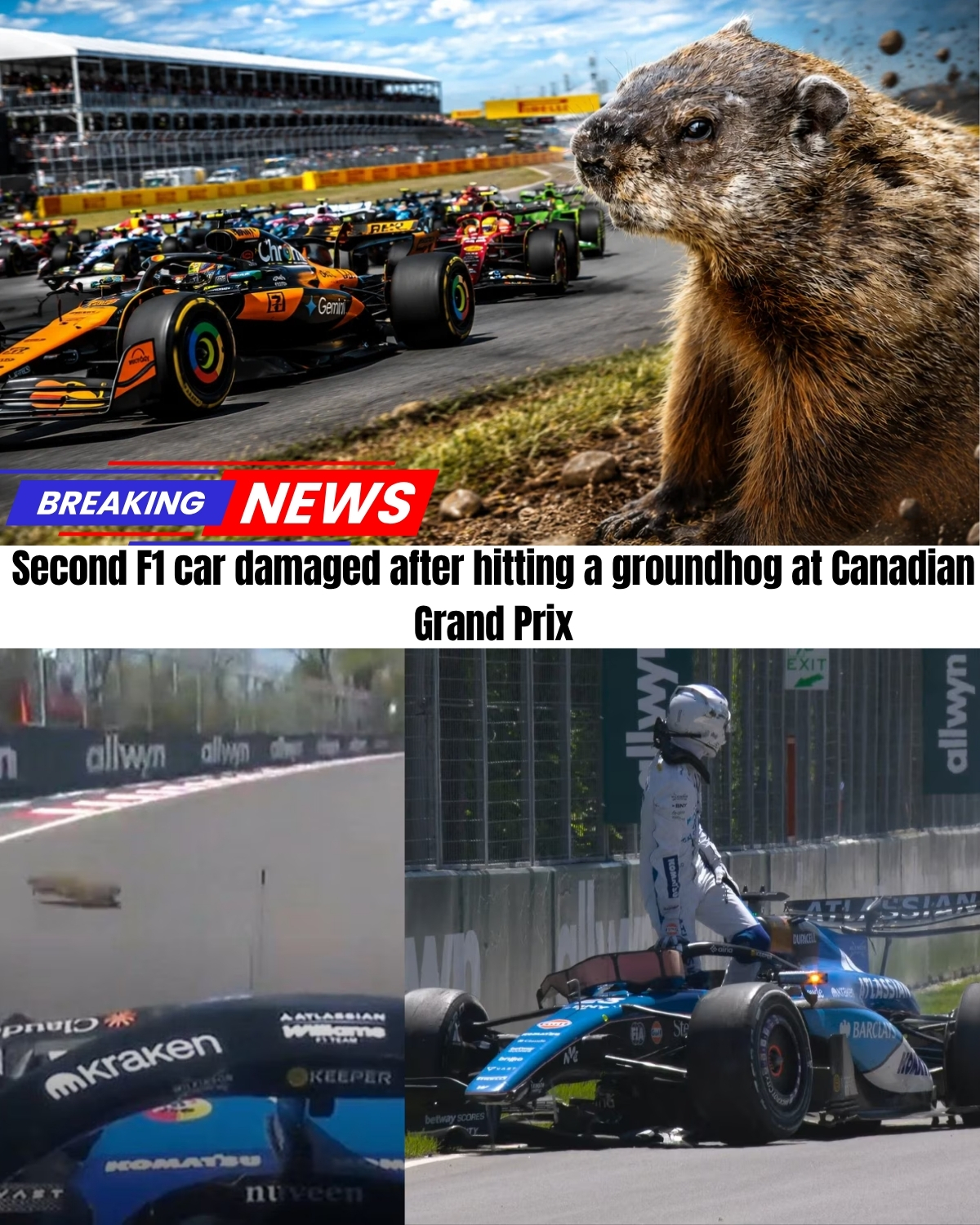 The Canadian GP has turned into an absolute nightmare! 😱 After Alex Albon’s terrifying high-speed crash, a second F1 star just suffered catastrophic damage in a bizarre, freak collision!