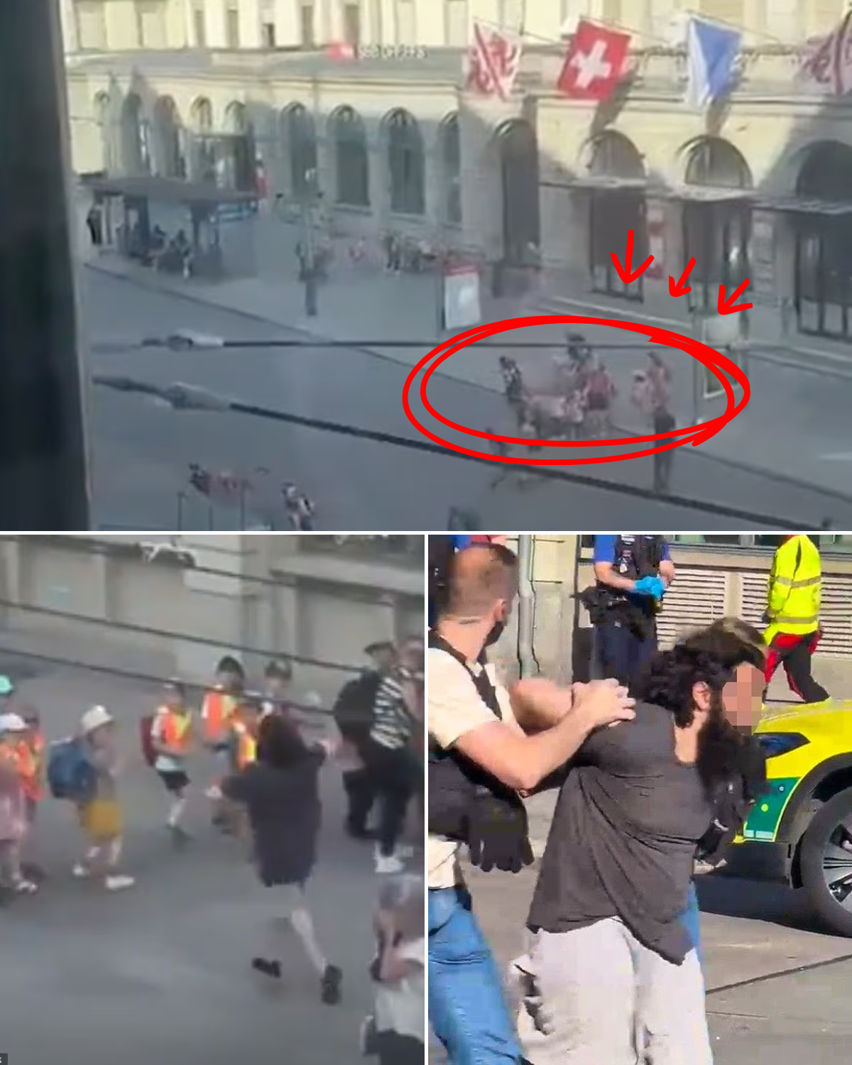 Moment Armed Suspect Rushes Toward Schoolchildren During Shocking Swiss Attack — as Teacher Tries to Shield Them in a Scene Now Raising Serious Questions