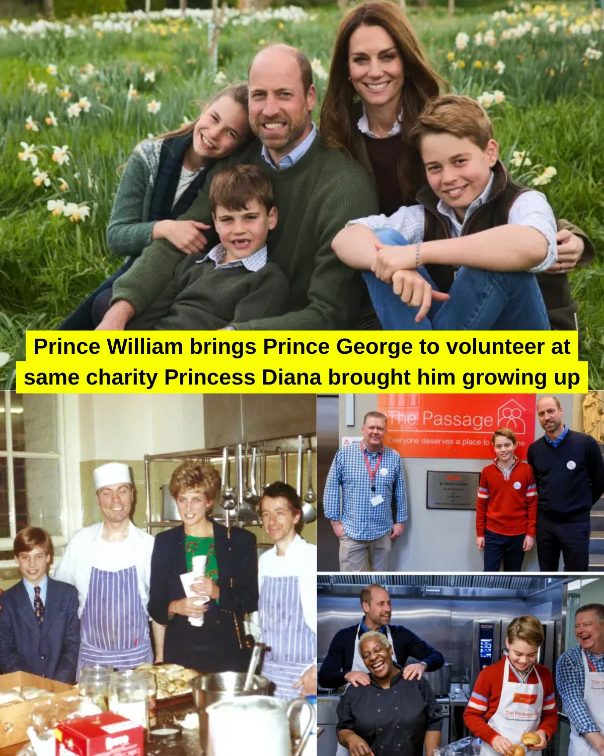 Prince William brings Prince George to volunteer at same charity Princess Diana brought him growing up