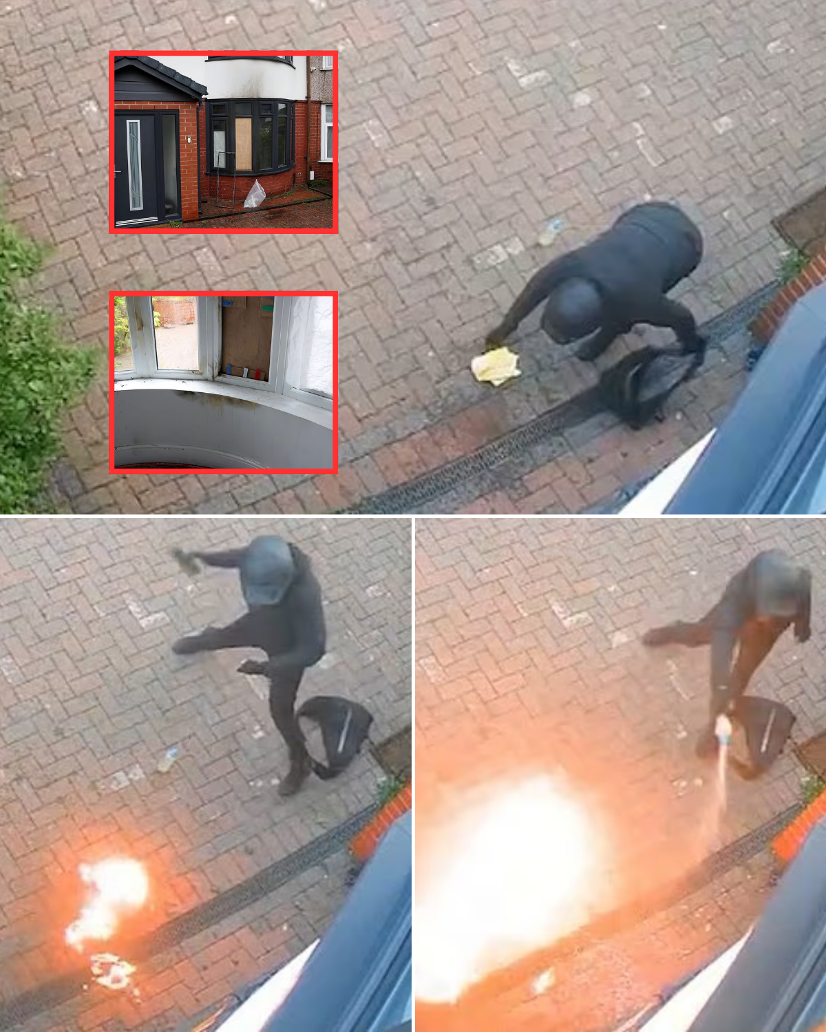 Moment Imam's family home is 'firebombed' by masked thug in terrifying attack